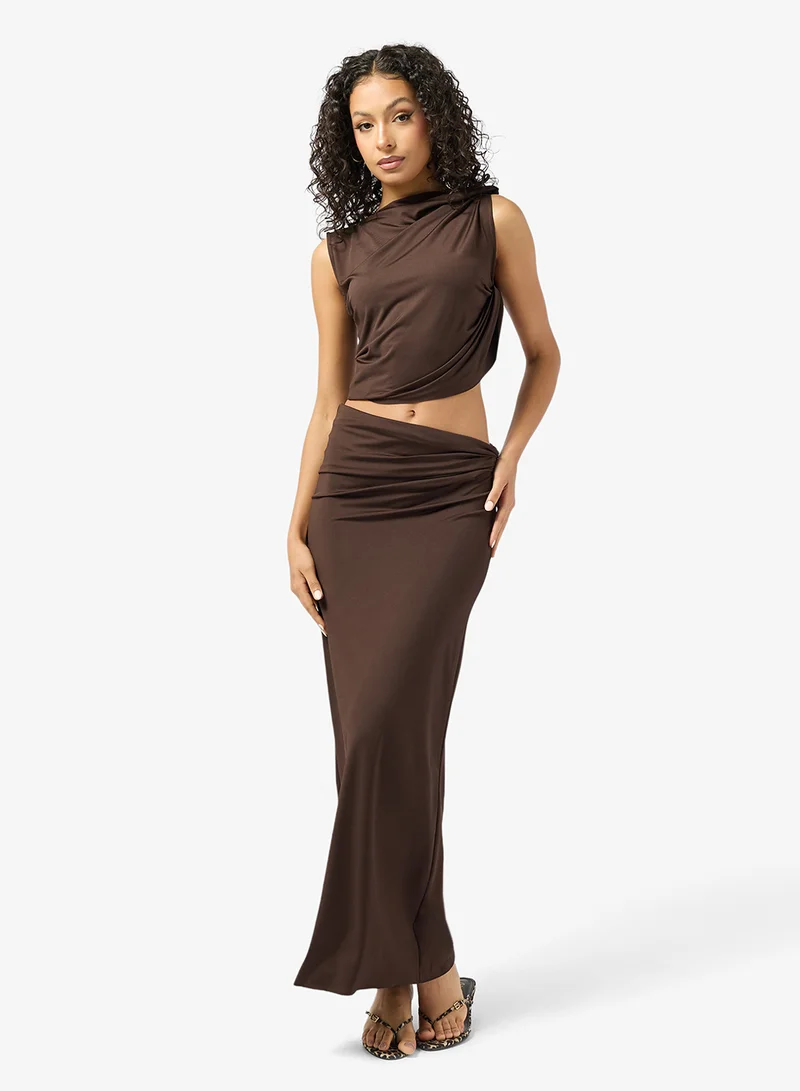 Ginger  Draped Fitted Top & Skirt Coord Set for Women | Best Price UAE
